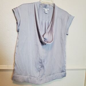 Calvin Klein Women's Silver Gray Cowl Neck Blouse Top Polyester Size S Small